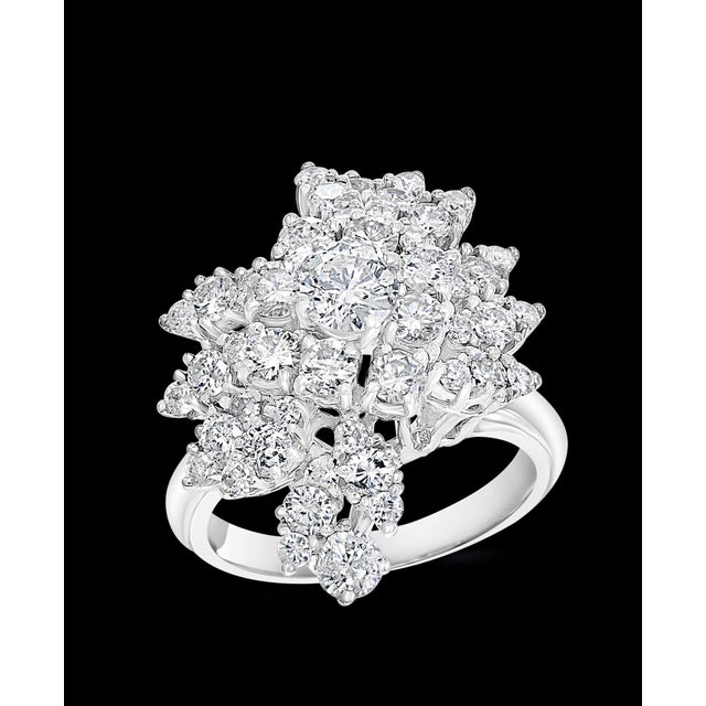 2.5 Carat Diamond Cluster Cocktail Ring 18 Karat White Gold 12.8 Grams Ring For Sale - Image 16 of 18
