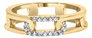 10K Yellow Gold Diamond Accent Paperclip Band Ring (I-J Color, I2-I3 Clarity) - Size 7