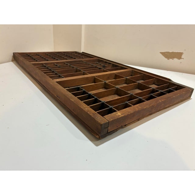 Authentic antique wooden printer’s type case, circa 1880–1920. Originally used in a letterpress print shop to organize...