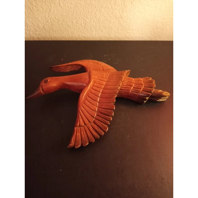 1980s 1980s Hand Carved Wooden Duck or Seagull Sculpture Wall Decor For Sale - Image 5 of 6
