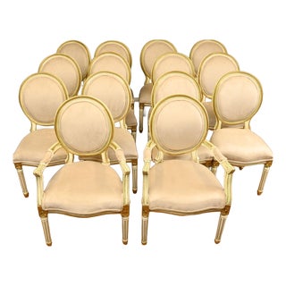 Louis XVI French Dining Chairs, Set of 14 For Sale