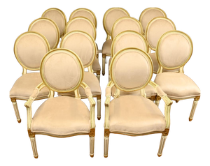 Louis XVI French Dining Chairs, Set of 14
