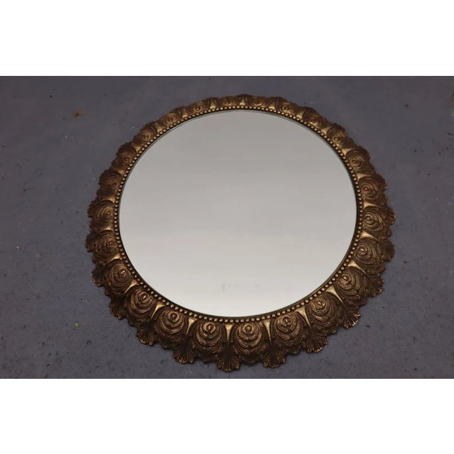 Metal Mid-Century Brass Mirror For Sale - Image 7 of 9