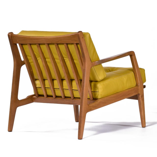 1950s Yellow Leather Lawrence Peabody for Selig Danish Modern Danish Lounge Chairs For Sale - Image 5 of 17