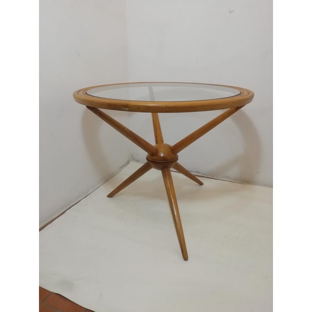 1950s Tripod Table in Wood and Glass attributed to Cesare Lacca, Italy, 1950s For Sale - Image 5 of 16