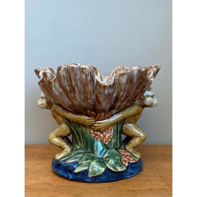 Vintage Boho Majolica Monkey Shell Bowl For Sale - Image 12 of 12