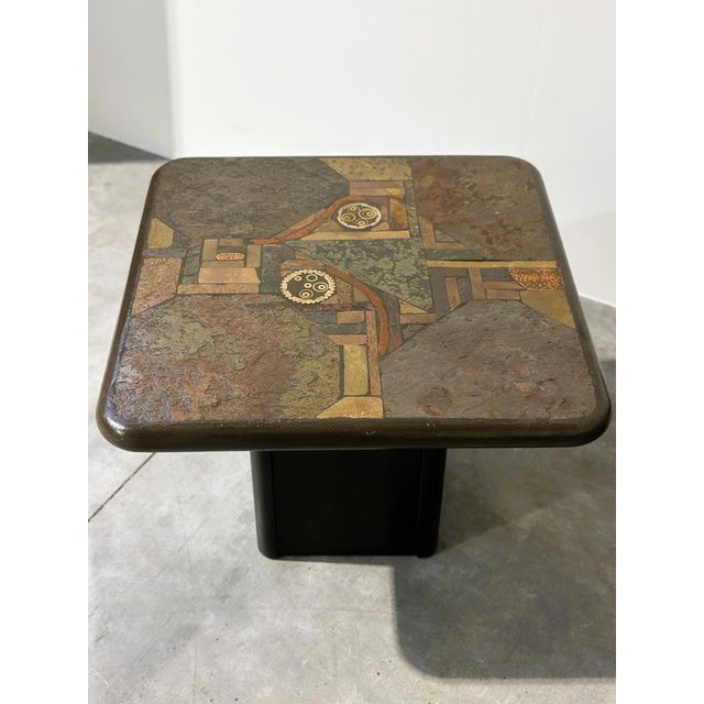 Vintage Side Tables with Sculptural Mosaic Slate Tops by E. Kneip, Set of 2 For Sale - Image 14 of 15