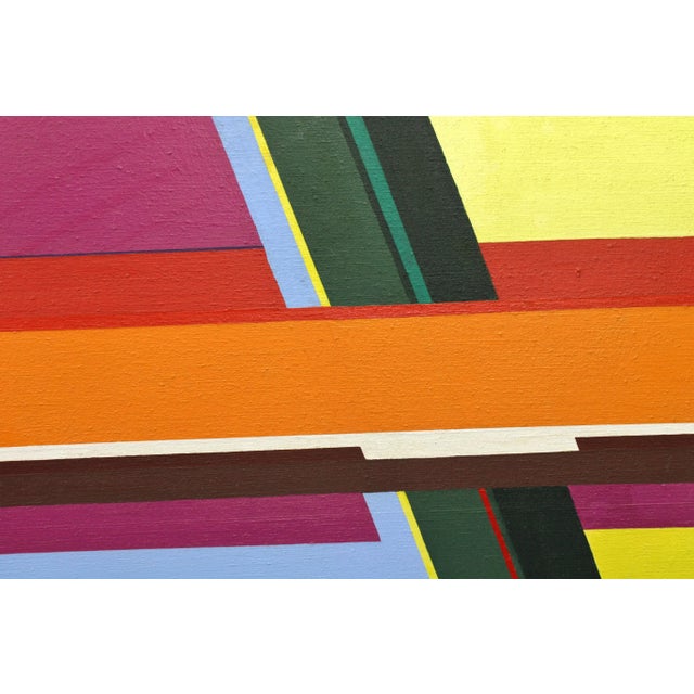 1960s 1960s Vintage Large Mid-Century Modern Colorful Hard Edge Acrylic Painting For Sale - Image 5 of 7