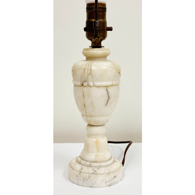 Antique Mid Century Italian Carved Alabaster Urn Table Lamp For Sale In Kansas City - Image 6 of 14