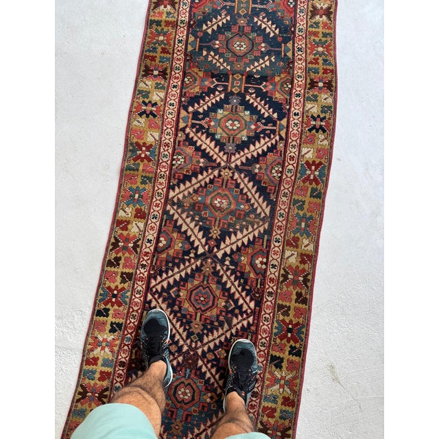 1920s Northwest Persian Runner Exotic Camel Border Rug 3 x 10.2 For Sale - Image 4 of 13