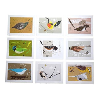 Vintage Charley Harper Modernist Abstracted Bird Lithographs (7.6" X 6.3") - Set of 9 For Sale