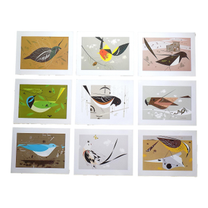 Vintage Charley Harper Modernist Abstracted Bird Lithographs (7.6" X 6.3") - Set of 9