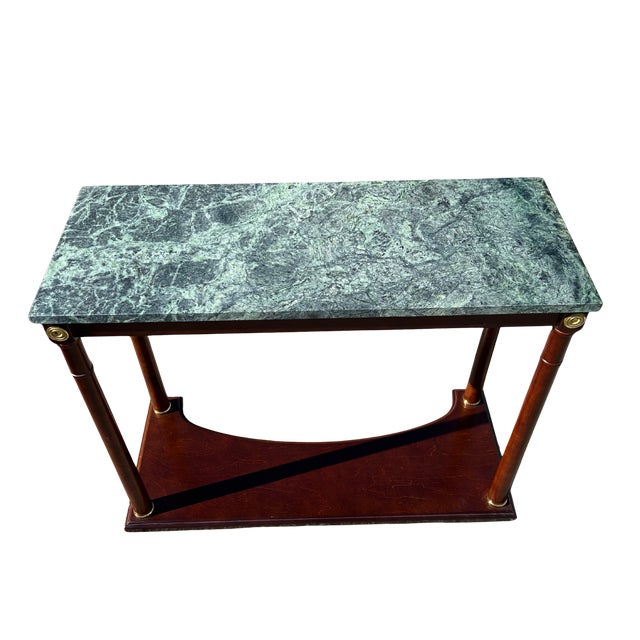 Green Vintage Regency-Style Console Table With Green Marble Top Attributed to Bombay Company For Sale - Image 8 of 12