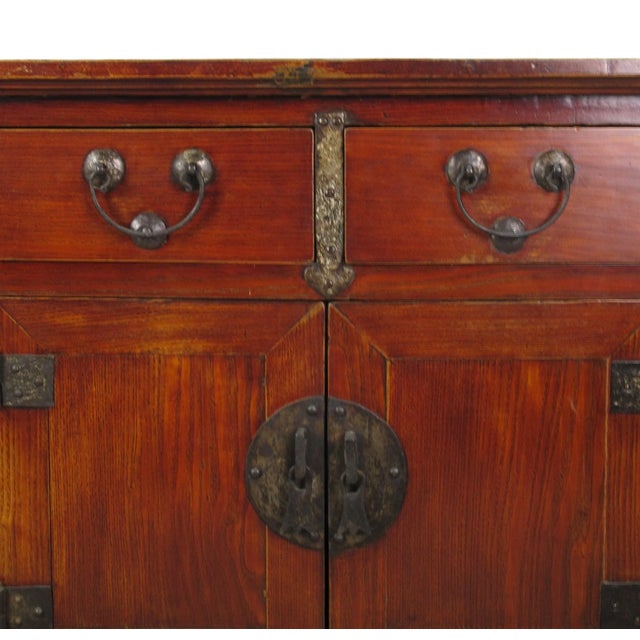 Brown Deep Reddish Brown Antique Chinese Sideboard Buffet Cabinet For Sale - Image 8 of 12