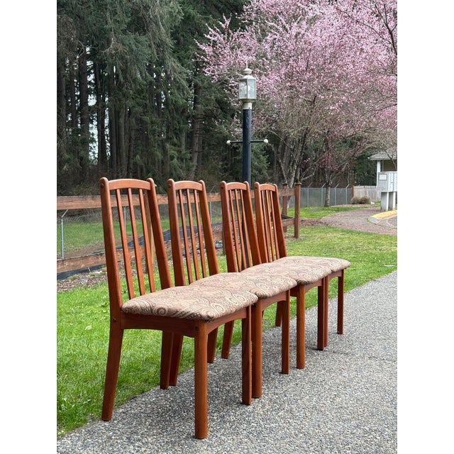 1980s Koda Woodcraft Danish Modern Teak Slat Back Side Dining Chairs -4 For Sale - Image 4 of 8