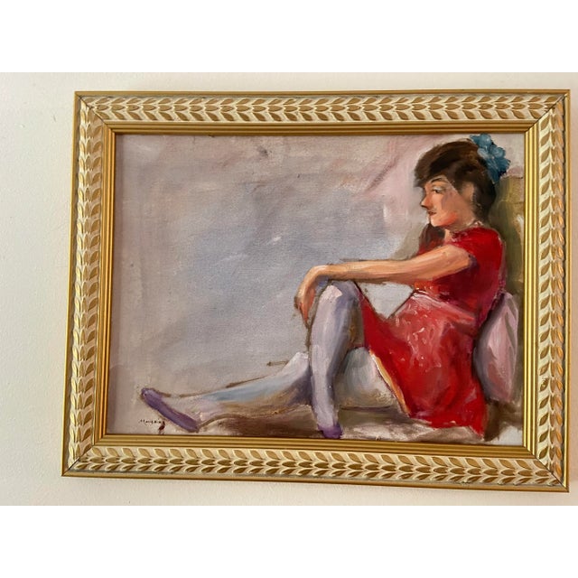 2010s Original Figurative Oil Painting of Millennial Woman in Mini Dress by Marina Movshina For Sale - Image 5 of 9