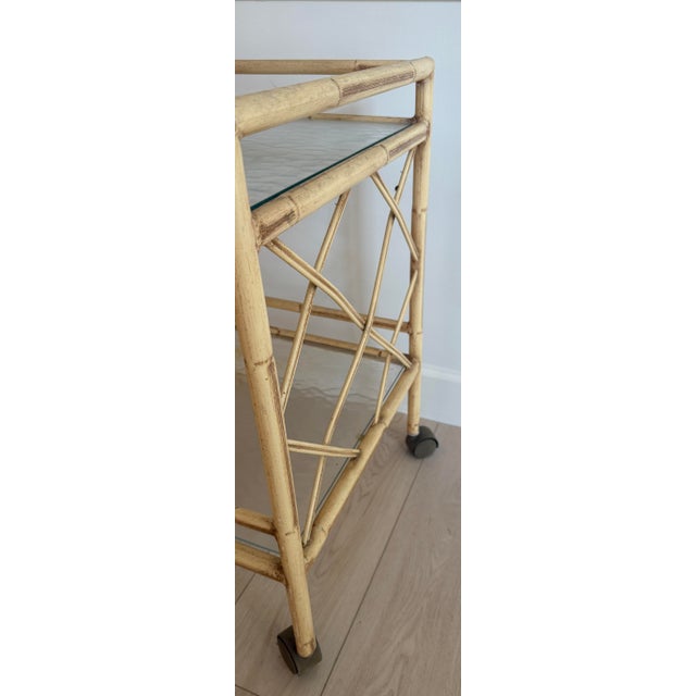 Late 20th Century Vintage Faux Bamboo Metal Bar Cart For Sale - Image 5 of 6