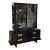 Vintage Rare Grosfeld House Modernist Black Lacquered Over Wood, Brass and Glass Cabinet, 1940's For Sale