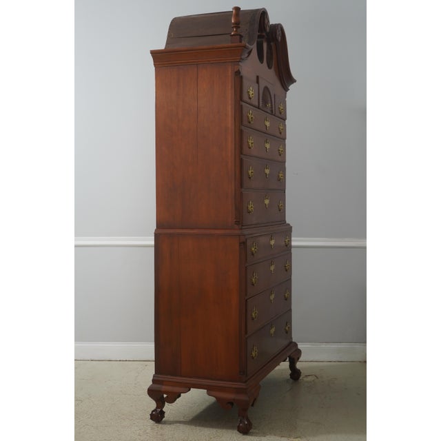 Age: c1770-1790 Details: Cherry Pinwheel Carved Broken Arch Top 2 Pieces Outstanding Early American Made High Chest Fan...