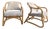Pair of Danish Bamboo Lounge Chairs With Diamond-Pattern Upholstery, Denmark, Circa 1970s For Sale