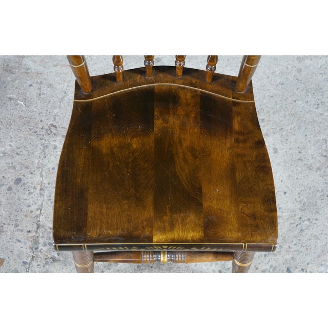 Wood 6 Vintage Nichols & Stone Co. Maple Hitchcock Style Stenciled Dining Chairs For Sale - Image 7 of 18