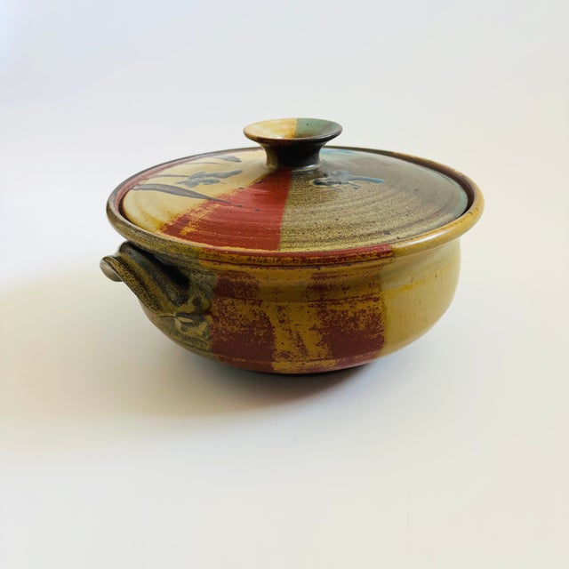 Contemporary Bill Creitz Studio Pottery Large Lidded Serving Bowl For Sale - Image 3 of 14