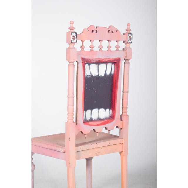 Wood Portuguese Painted Teeth Chair by Francisco Camilo, 1950s For Sale - Image 7 of 9