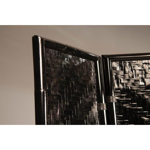 Italian Black-Painted Bamboo Folding Screen, 1970s For Sale - Image 13 of 14