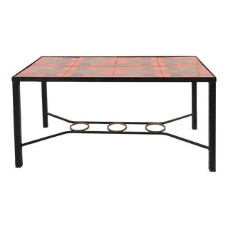 1960s French Schumacher Vallauris Iron Coffee Table with Red Tile Top For Sale