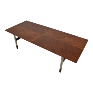 1960s Jack Cartwright for Founders Mid Century Walnut + Metal Coffee Table