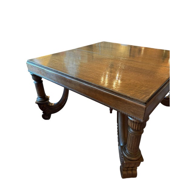 Chestnut Antique Hand Carved Oak Jacobean Dining Table, For Sale - Image 8 of 10