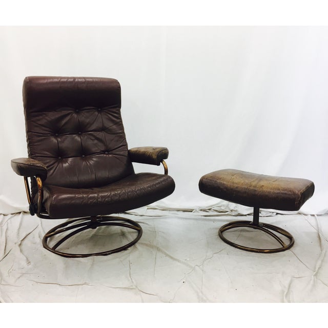 Vintage Mid Century Modern Ekornes Chair & Ottoman | Chairish