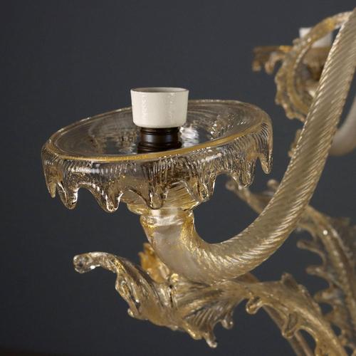 Blown Glass Chandelier with Gilding For Sale - Image 5 of 12