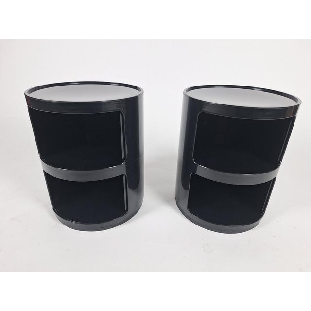 Componibili Modular Chests of Drawers in Black ABS by Anna Castelli Ferrieri for Kartell, 1970s, Set of 2 For Sale - Image 6 of 13