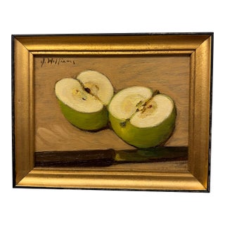 20th Century Oil Painting Green Apples For Sale