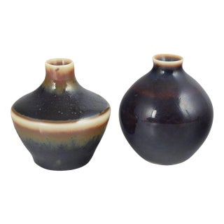 Small Vintage Stoneware Vases by Carl-Harry Stålhane for Rörstrand, Set of 2 For Sale