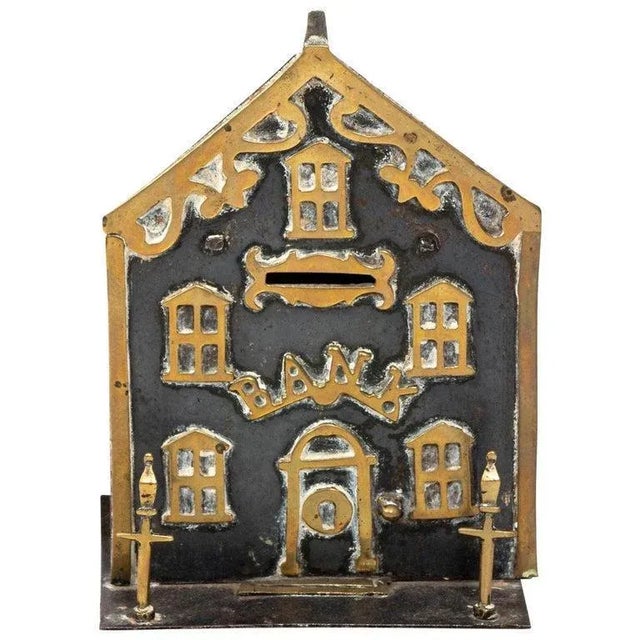 Metal Antique Brass House Coin Bank For Sale - Image 7 of 7