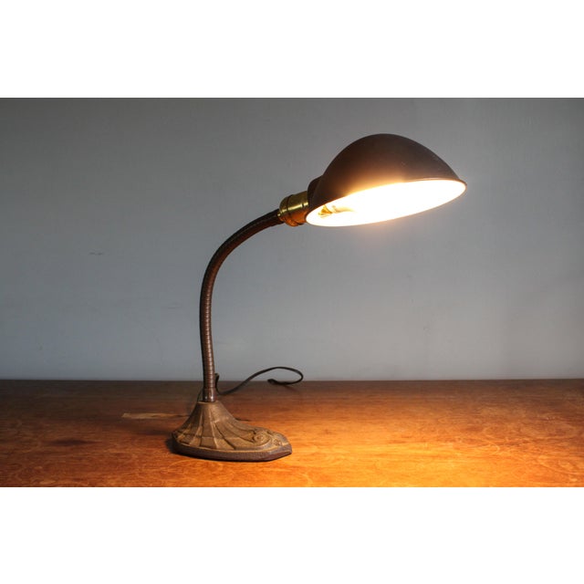 Vintage 1960s Art Deco FostoriaFannon Gooseneck Cast Iron Desk Lamp