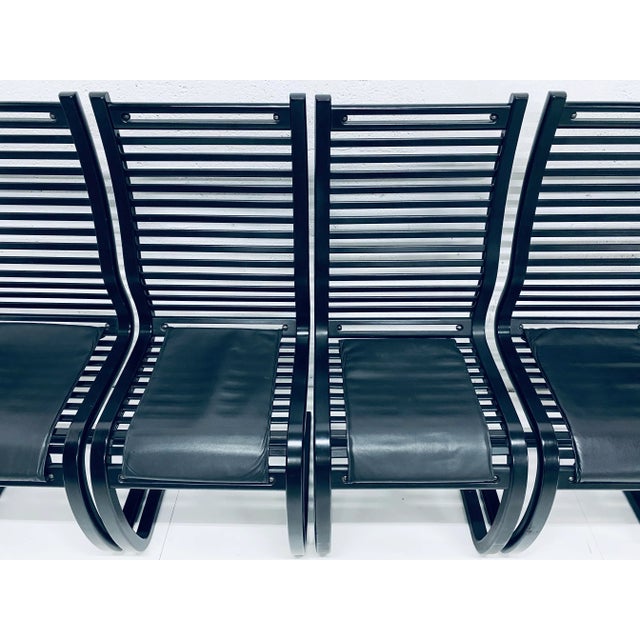 Wood Set of Six Terge Hope “Spring” Black Wood Slat Cantilevered Dining Chairs for Westnofa For Sale - Image 7 of 13