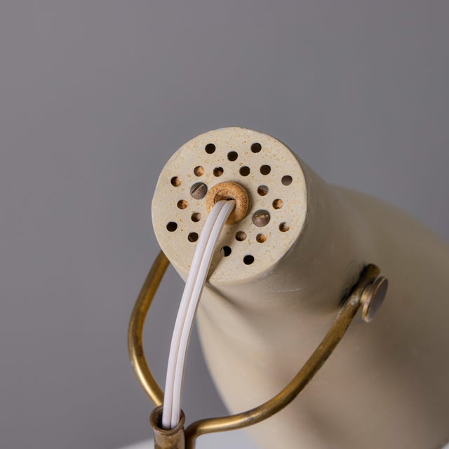 1950s Hans Bergström Model E1271 Perforated Metal & Brass Table Lamp for Asea For Sale - Image 12 of 12