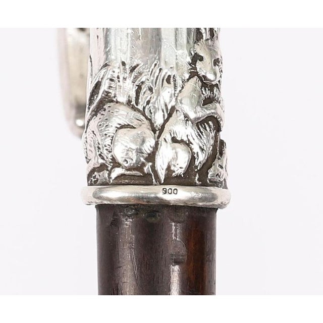 Antique Silver Fox and Hare Handled Walking Stick Cane, 19th Century For Sale - Image 9 of 18