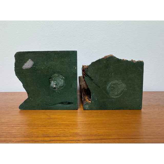 1970s Organic Modern Burl Wood Bookends – Sculptural Brutalist Studio Craft Pair For Sale - Image 9 of 9