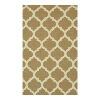 10x14 Iris Moroccan Brown Geometric Modern Flatweave Wool Carpet Rug For Sale