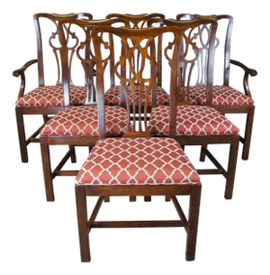 1987 Drexel Heritage Cherry American Chippendale Pierced Dining Chairs