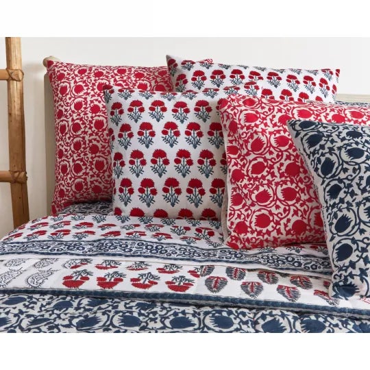 Not Yet Made - Made To Order Hana-Lotus Red Reversible Euro Sham For Sale - Image 5 of 8