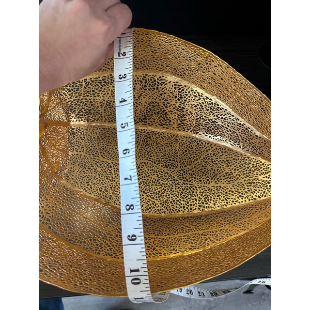 Gold Large Michael Aram Gooseberry Pierced Bowl in Gold 21-22" L X 10.5"d X 4.75"h For Sale - Image 8 of 9
