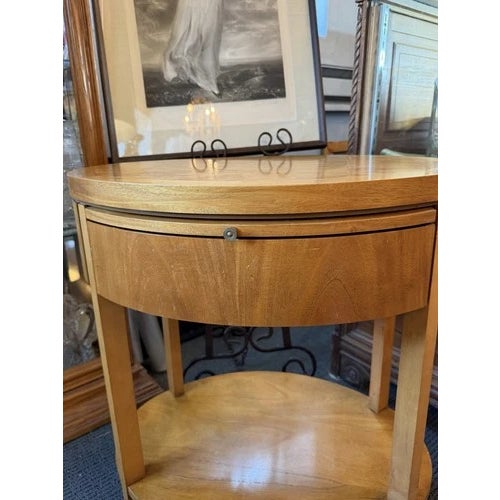 Contemporary 1980s Charles Pfister for Baker Furniture Oval Burl Veneer 1 Drawer Nightstand For Sale - Image 3 of 12