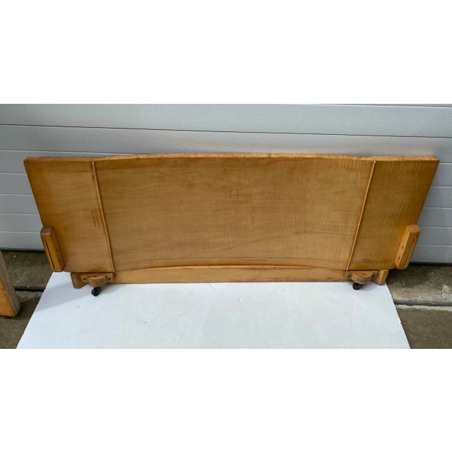 1930s Art Deco Bedframe in Maple Burwood - Headboard, Footboard, Sideboards and Slats For Sale - Image 4 of 11
