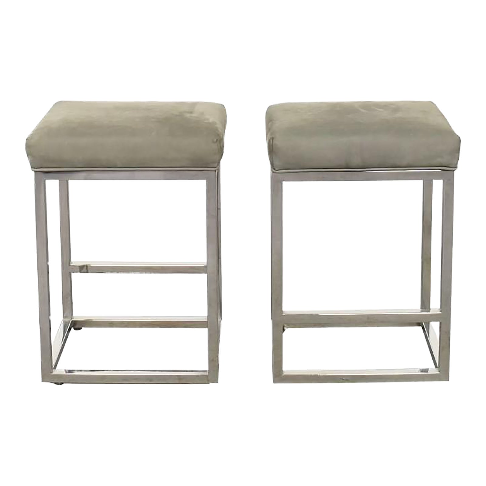 Restoration Hardware Reese Counter Stools, Suede - Set of 2 | Chairish