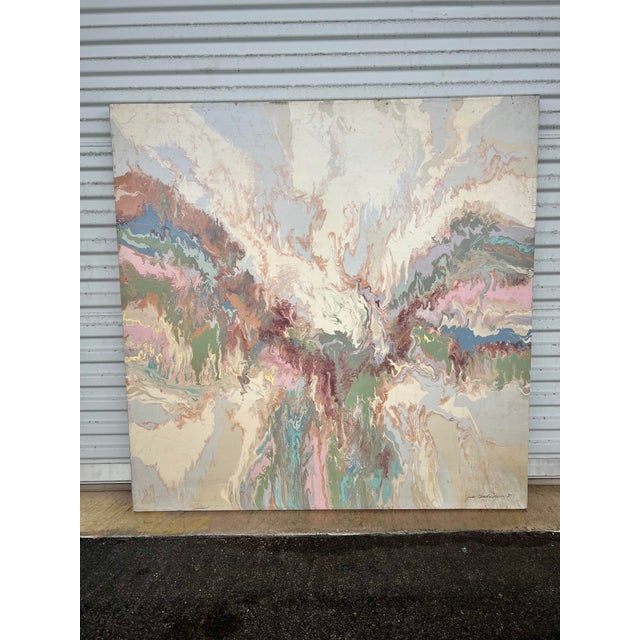 1980s Abstract Painting Titled "Rusty Pelican “ Signed by June Hendrickson. For Sale - Image 4 of 5